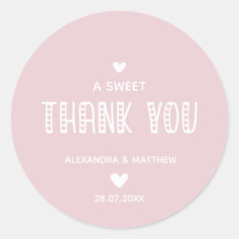 Sticker Rond Un Merci Sucré ! Mariage Blush de typographie mign