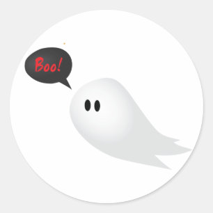Sticker Rond Un mignon fantôme disant bohloween éffrayant