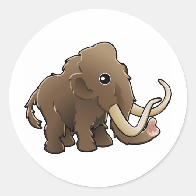 Sticker Rond Un mignon mammouth laineux (Devant)