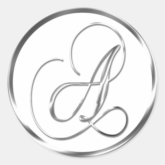 Sticker Rond Un Monogramme Faux Enveloppe Argent Ou Favoriser L (Devant)
