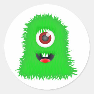 Sticker Rond Un monstre vert observé