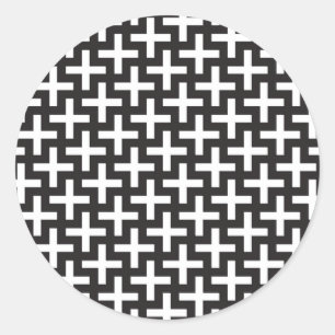 Sticker Rond Un motif de b&w fait avec signe "plus"