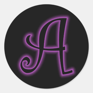 Sticker Rond Un néon violet monogramme