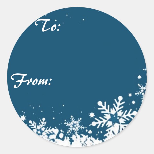 Sticker Rond Un Noël bleu (étiquette cadeau) (Devant)