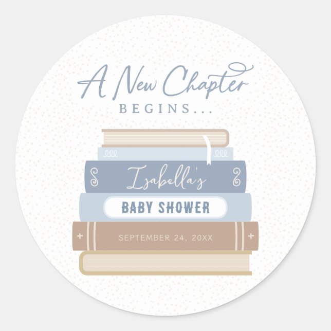 Sticker Rond Un nouveau chapitre commence l'autocollant Baby sh (Devant)