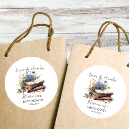 Sticker Rond Un nouveau chapitre de livre baby shower faveur