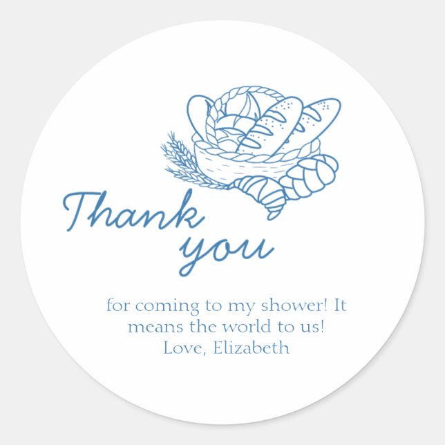 Sticker Rond Un pain dans le Baby shower du four Merci rustique (Devant)