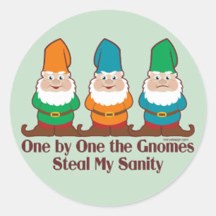 Sticker Rond Un Par Un Les Gnomes Volent Mon Sanity Green