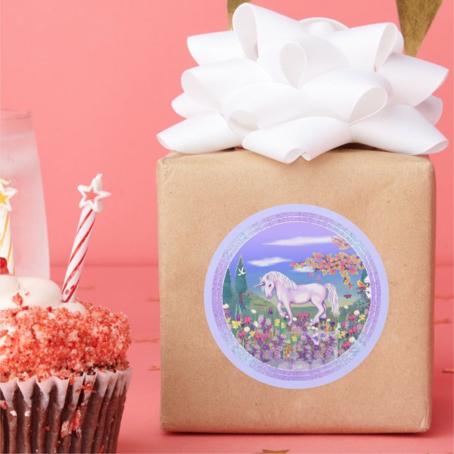 Sticker Rond Un paradis mauve (Fête)