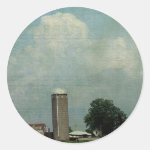 Sticker Rond Un paysage agricole rural