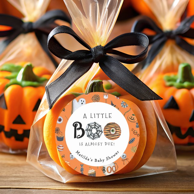 Sticker Rond Un Petit Baby shower Boo Orange (Créateur téléchargé)
