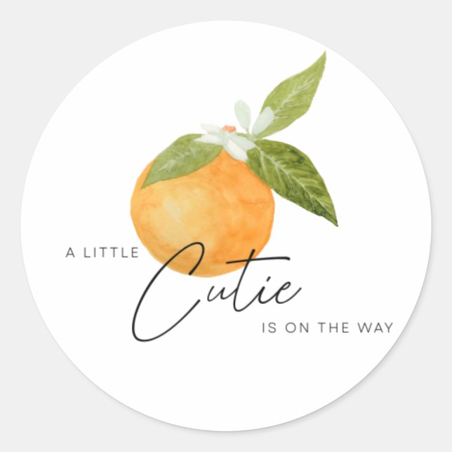 Sticker Rond Un petit Baby shower Cutie Oranges (Devant)