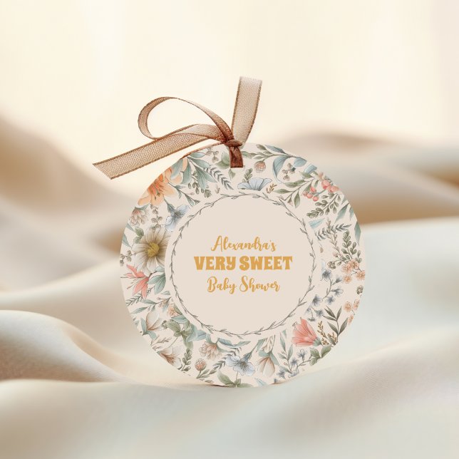 Sticker Rond Un petit Baby shower de fille Fleur sauvage (Créateur téléchargé)