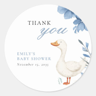 Sticker Rond Un petit Baby shower de garçon d'oie idiot