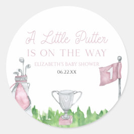 Sticker Rond Un Petit Baby shower De Golf Rose Putter