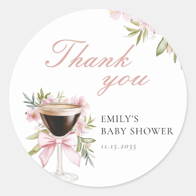 Sticker Rond Un Petit Baby shower Espresso Martini (Devant)