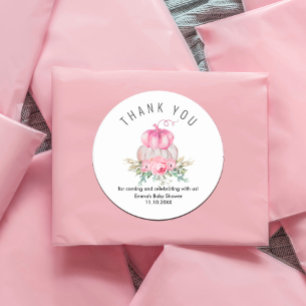 Sticker Rond Un Petit Baby shower Pumpkinl