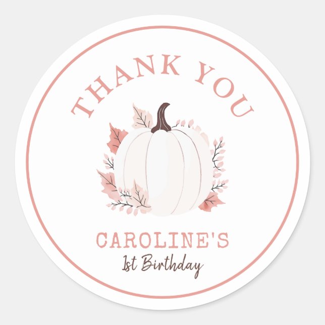 Sticker Rond Un Petit Citrouille Tourne Un Merci Anniversaire (Devant)
