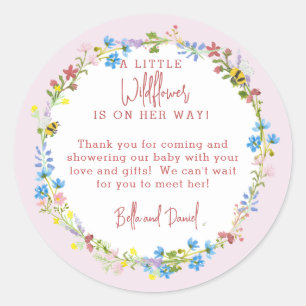 Sticker Rond Un Petit Fleur sauvage Est En Chemin Merci