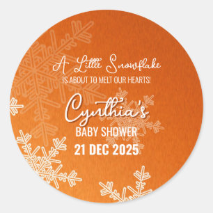 Sticker Rond Un petit minimaliste de flocon de neige Motif oran