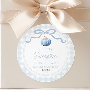 Sticker Rond Un petit nœud papillon bleu citrouille automne Bab