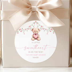 Sticker Rond Un petit nounours rose pour une future petite amie