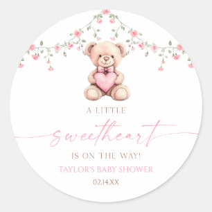 Sticker Rond Un petit nounours rose pour une future petite amie