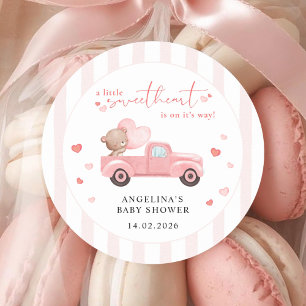 Sticker Rond Un petit ours Valentine pour une baby shower