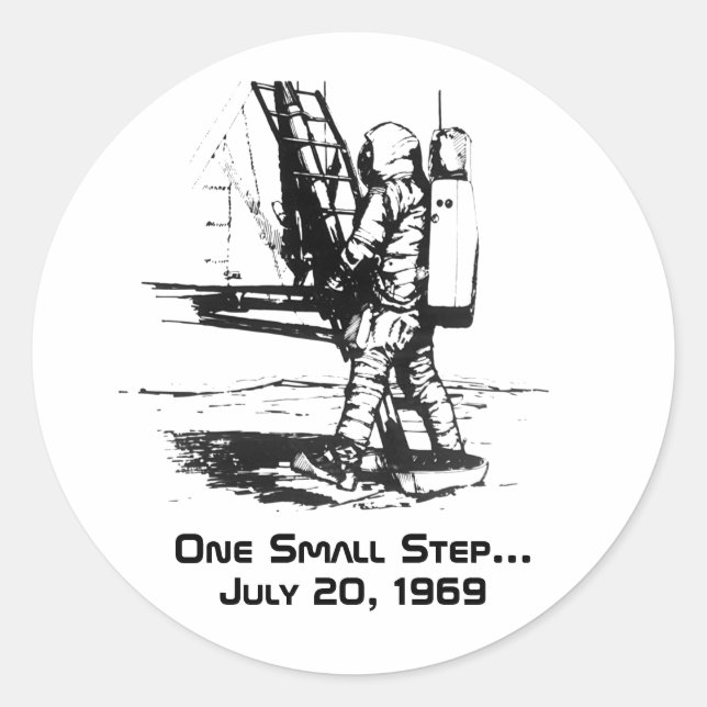 Sticker Rond Un Petit Pas Apollo 11 Lune Atterrissage (Devant)