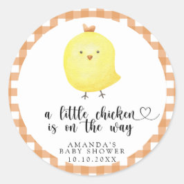 Sticker Rond Un petit poulet est en route - Baby shower