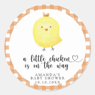 Sticker Rond Un petit poussin est en route - Baby Shower