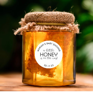 Sticker Rond Un peu Miel Baby shower neutre Miel