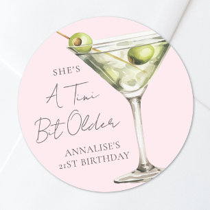 Sticker Rond Un peu plus âgé Martini Anniversaire Rose Tini