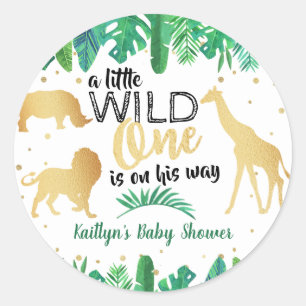 Sticker Rond Un Peu Sauvage Est En Chemin Boys Baby shower