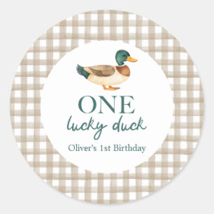 Sticker Rond Un premier anniversaire de One Lucky Duck