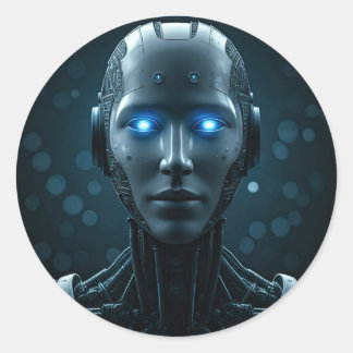 Sticker Rond Un robot futuriste dans un environnement de haute