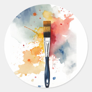 Sticker Rond Un simple pinceau avec un trait de peinture, de l'