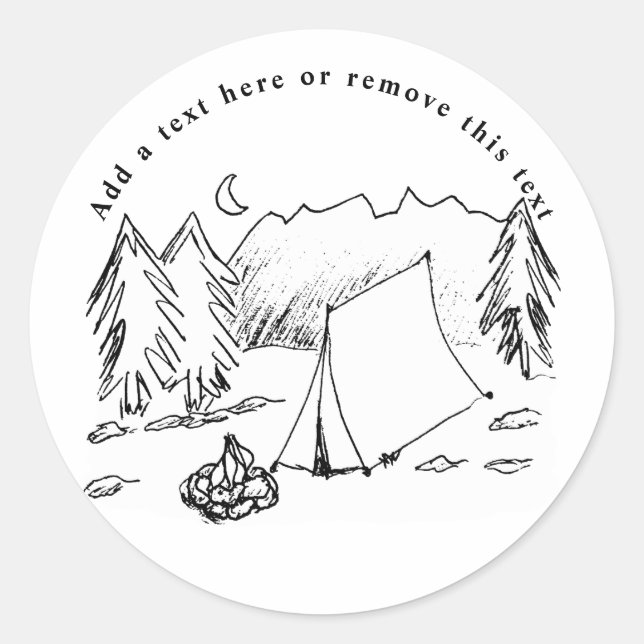 Sticker Rond Un Sketch De Scène De Camping (Devant)