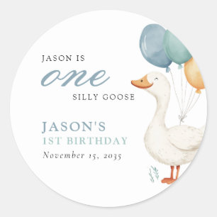 Sticker Rond Un sot Goose Boy 1er anniversaire