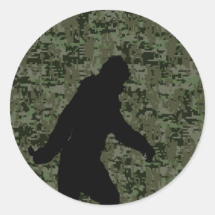 Sticker Rond Un squatchin pour le camouflage numérique d'Olive