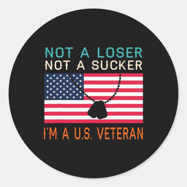 Sticker Rond Un Sucker Perdant Je Suis Un Vétérinaire Américain (Devant)