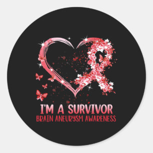 Sticker Rond Un survivant Cerveau Aneurysme Sensibilisation Coe