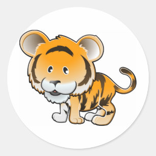 Sticker Rond Un tigre mignon