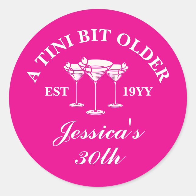 Sticker Rond Un Tini Un Peu Plus Ancien Martini Personnalisé An (Devant)