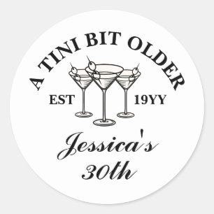 Sticker Rond Un Tini Un Peu Vieux Noir Personnalisé Anniversair