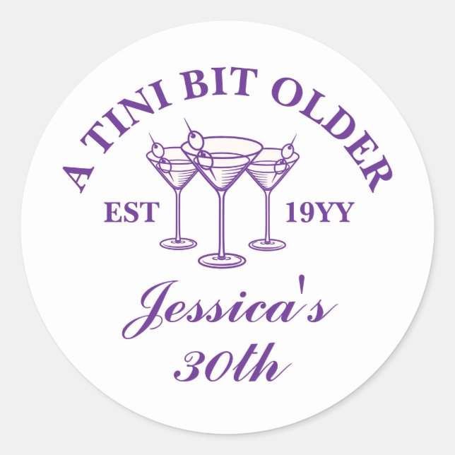 Sticker Rond Un Tini Un Peu Vieux Purple Personnalisé Anniversa (Devant)