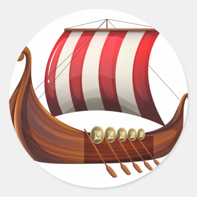 Sticker Rond Un vaisseau de viking (Devant)