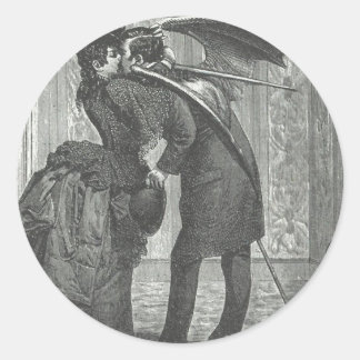 Sticker Rond Un vampire victorien/gothique à ailes baiser