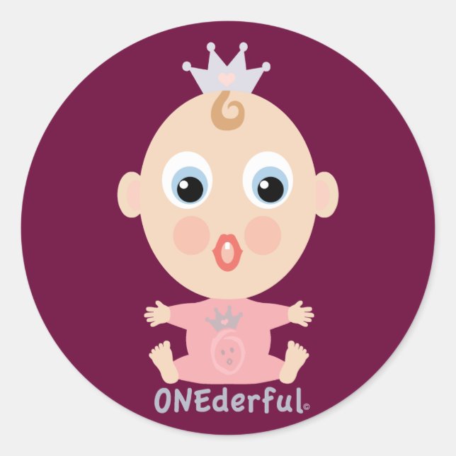 Sticker Rond Un visage de BÉBÉ délirant - rose (Devant)