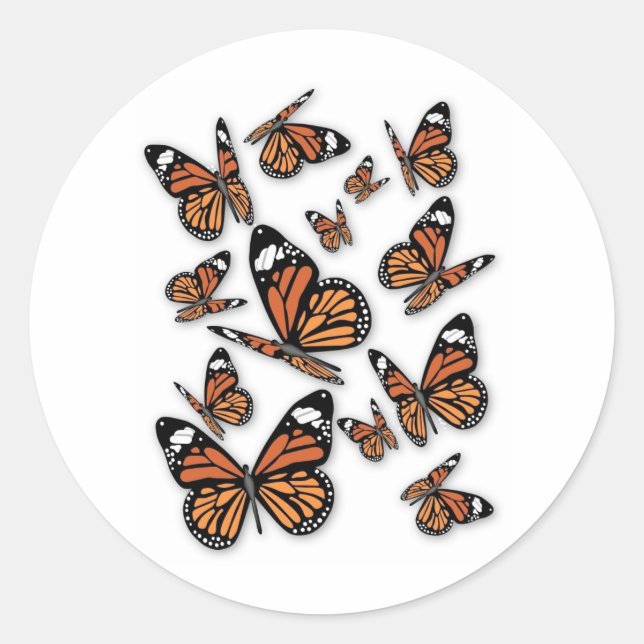 Sticker Rond Un vol de papillons (Devant)